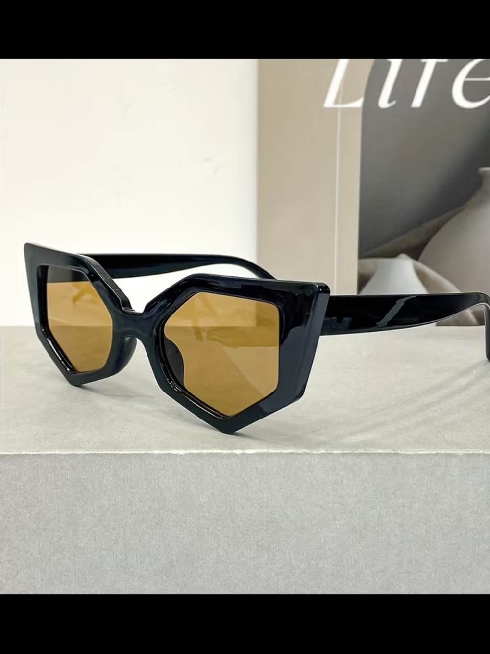 Affordable Fashion Finds Black Frame Sunglasses with Amber Lenses
